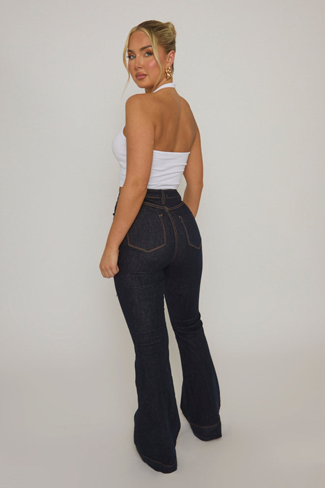 Indigo Stretch Flared Leg Jeans - Briani