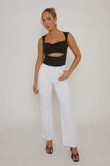 Black Cut Out Cap Sleeve Crop Top - Donatella