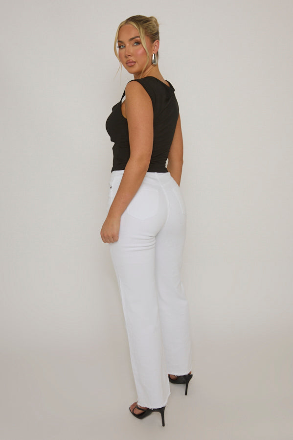 Black Cut Out Cap Sleeve Crop Top - Donatella