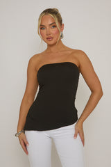 Black Side Split Asymmetric Bandeau Top - Enrica