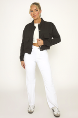 Black Pocket Detail Bomber Jacket - Estelle