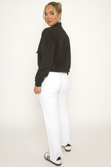 Black Pocket Detail Bomber Jacket - Estelle