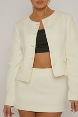 Cream Tailored Jacket and Mini Skirt Co-ord - Belinda