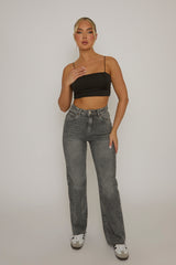 Black Basic Strappy Crop Top - Rosaria