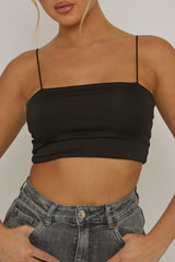 Black Basic Strappy Crop Top - Rosaria