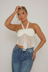 White Textured Halterneck Cami Top - Martina
