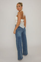 White Textured Halterneck Cami Top - Martina