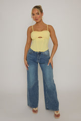 Butter Yellow Boned Strappy Corset Top - Edita
