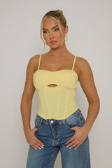 Butter Yellow Boned Strappy Corset Top - Edita