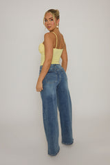 Butter Yellow Boned Strappy Corset Top - Edita