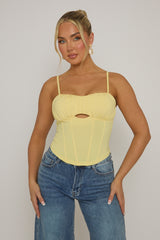 Butter Yellow Boned Strappy Corset Top - Edita