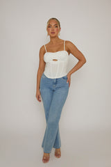 White Boned Strappy Corset Top - Edita