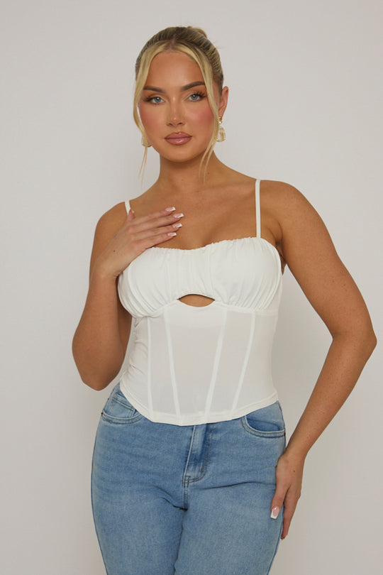 White Boned Strappy Corset Top - Edita