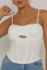 White Boned Strappy Corset Top - Edita