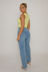 Butter Yellow Twist Front Cut Out Top - Sonia