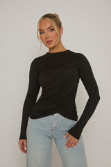 Black Twist Long Sleeve Top - Inara