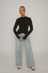 Black Twist Long Sleeve Top - Inara