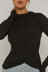 Black Twist Long Sleeve Top - Inara