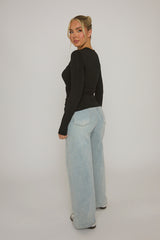 Black Twist Long Sleeve Top - Inara