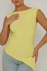 Yellow Asymmetric Ruched Top - Chester