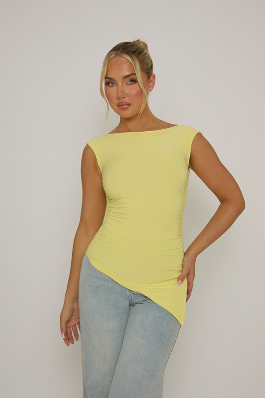 Yellow Asymmetric Ruched Top - Chester