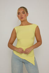 Yellow Asymmetric Ruched Top - Chester