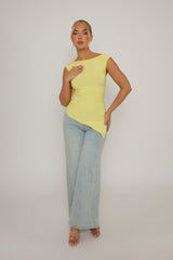 Yellow Asymmetric Ruched Top - Chester