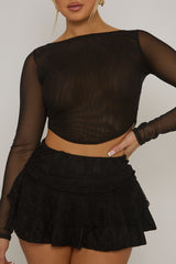 Black Semi Sheer Mesh Top - Rosaleen
