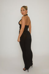 Black Plunge Bead Trim Top - Arlette