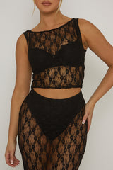 Black Sheer Lace Top - Rosa