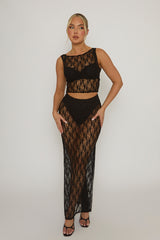Black Sheer Lace Top - Rosa