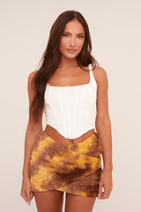 Multi Abstract Print Warp Front Mini Skirt - Kyra