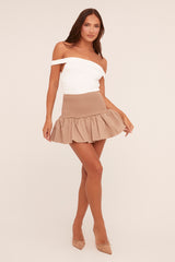 Stone Shirring Detail Puffball Mini Skirt - Gracen