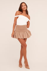 Stone Shirring Detail Puffball Mini Skirt - Gracen