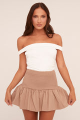 Stone Shirring Detail Puffball Mini Skirt - Gracen