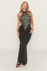 Black Lace High Neck Maxi Dress - Auburn