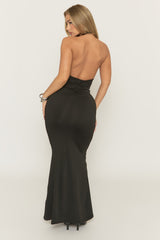 Black Lace High Neck Maxi Dress - Auburn