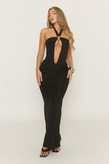 Black Gold Trim Bodysuit and Maxi Skirt Co-ord Set - Lunette