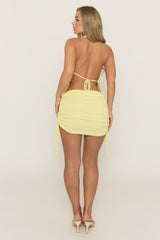 Butter Yellow Ruched Mini Skirt - Rayanne