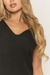 Black Linen Look Strappy Maxi Dress - Mirri