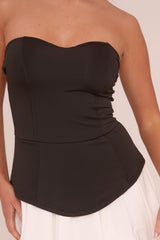 Black Bandeau Puffball Hem Mini Dress - Melody