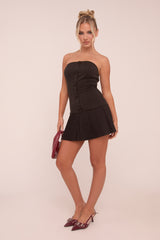 Black Bandeau Pleat Hem Mini Dress - Brenda