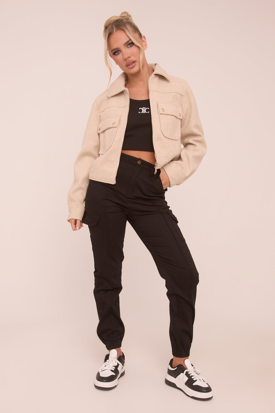 Black Cuffed Cargo Trousers - Genesis