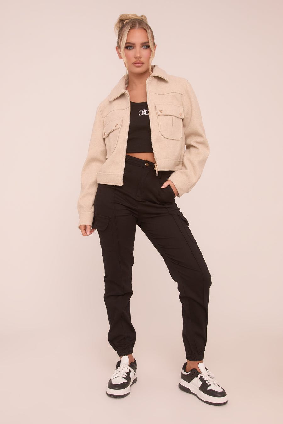 Black Cuffed Cargo Trousers - Genesis