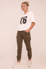 Khaki Cuffed Cargo Trousers - Genesis