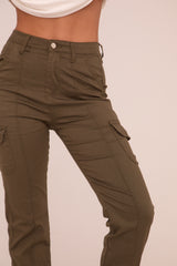 Khaki Cuffed Cargo Trousers - Genesis