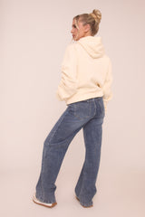 Mid Blue Stretch High Waist Wide Leg Jeans - Avalon