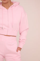 Pink Zip Front Elasticated Detail Loungewear Co-ord Set - Carmel