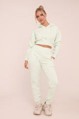 Mint Zip Front Elasticated Detail Loungewear Co-ord Set - Carmel