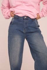 Mid Blue Stretch Balloon Leg Jeans - Lara